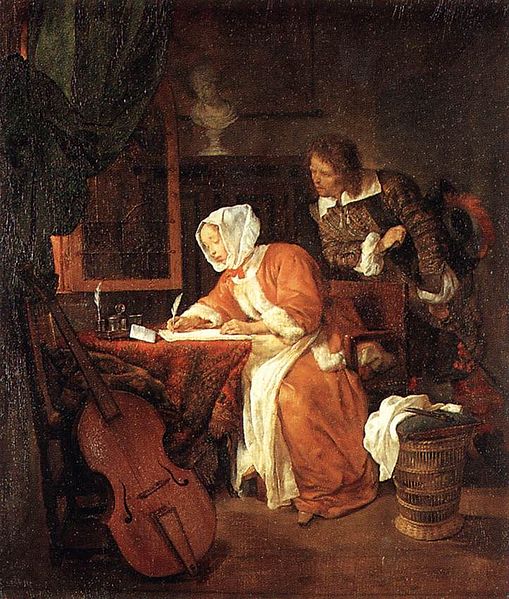 Gabriel Metsu The Letter-Writer Surprised